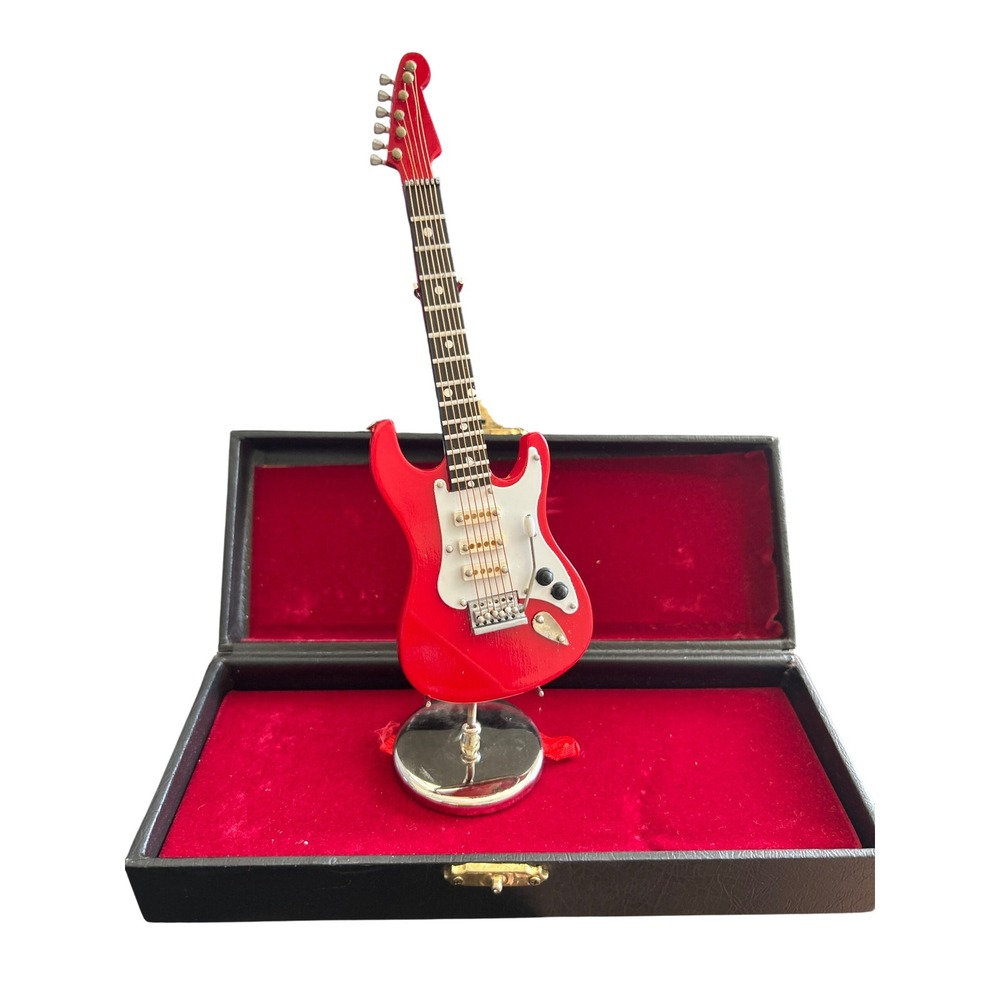 Hard Rock Hotel Red Miniature Guitar Replica with Hardshell Case and Stand